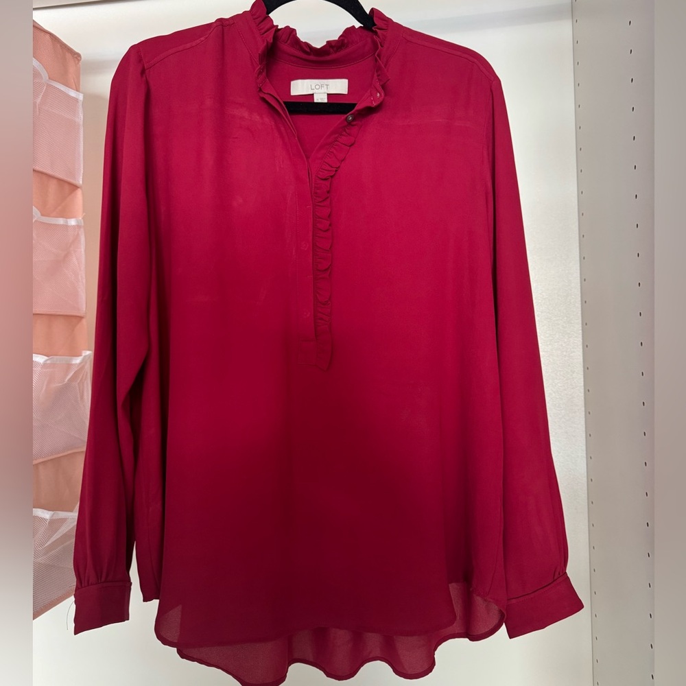 Loft Maroon blouse, size medium. Great for work/formal wear